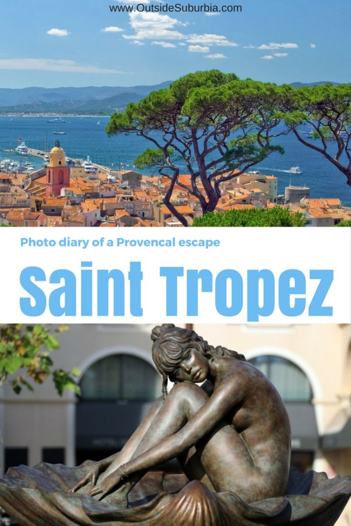 Saint Tropez - the glamorous Provencal town is not just for the rich and famous. You can do an easy day trip from Nice and spend the day exploring the busy markets and star studded beaches. #France #Travel #SaintTropez #FrenchRiviera #OutsideSuburbia