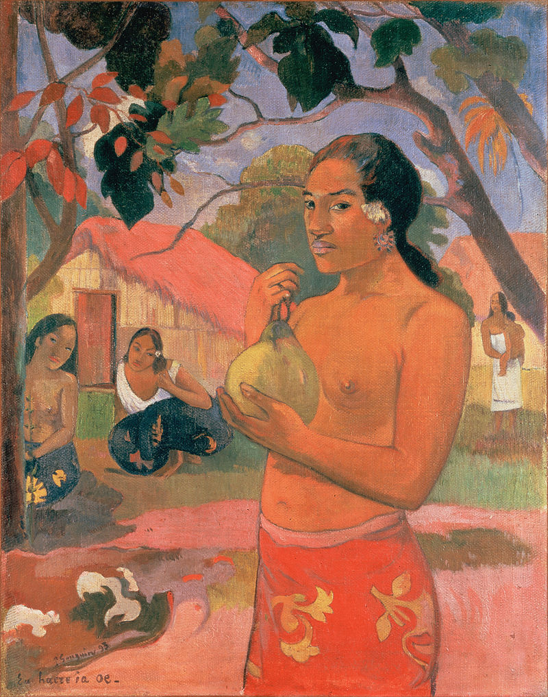 Paul Gauguin Woman_Holding_a_Fruit_(Eu_haere_ia_oe)