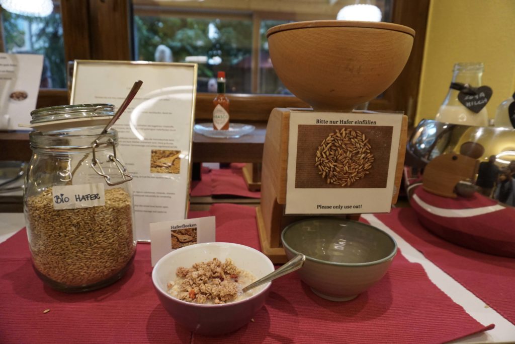 A small oat mill at a breakfast buffet in Tyrol, Austria - OutsideSuburbia.com