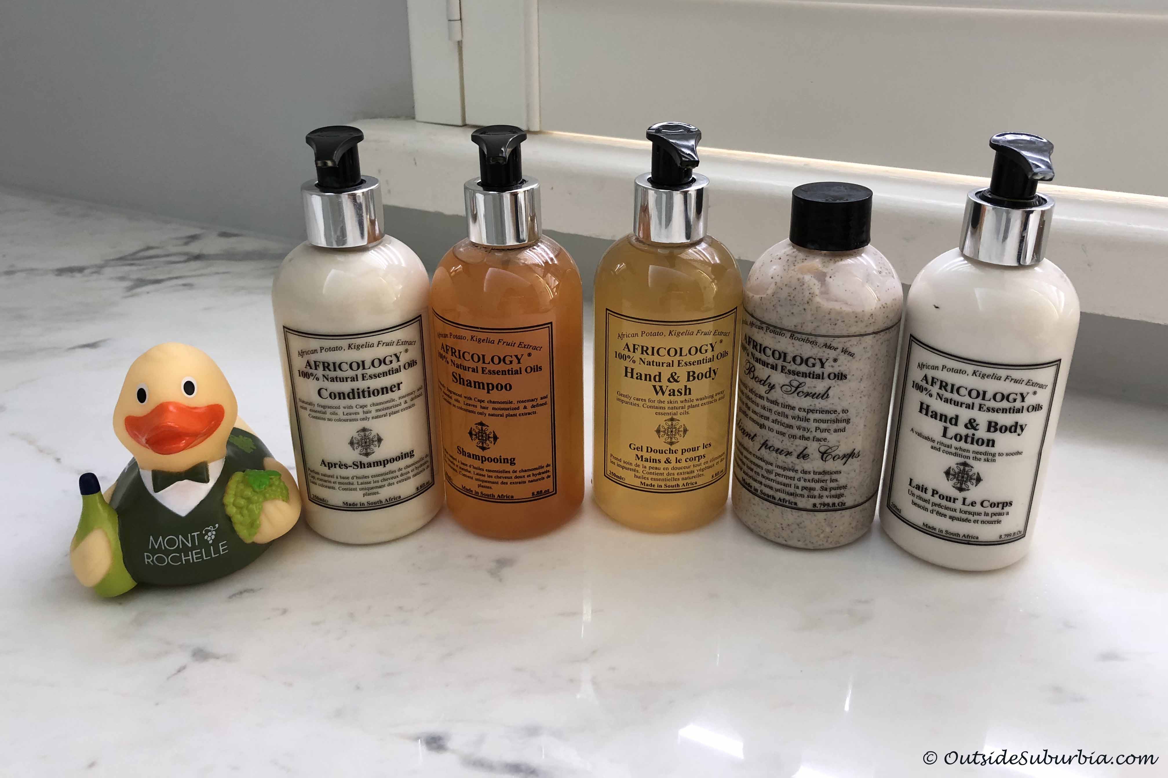 Africology bath products at Mont Rochelle Franschhoek