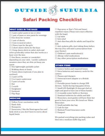 Family Safari Essentials Packing Checklist | Outside Suburbia