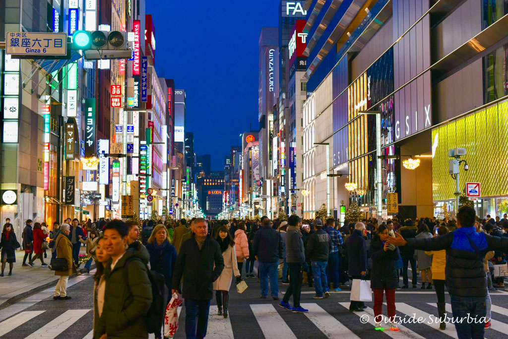 Ginza shopping district - Two week Japan Itinerary - Photo by OutsideSuburbia.com