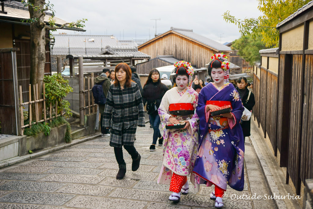 Geishas in Kyoto. Two week Japan Itinerary - Photo by Outside Suburbia