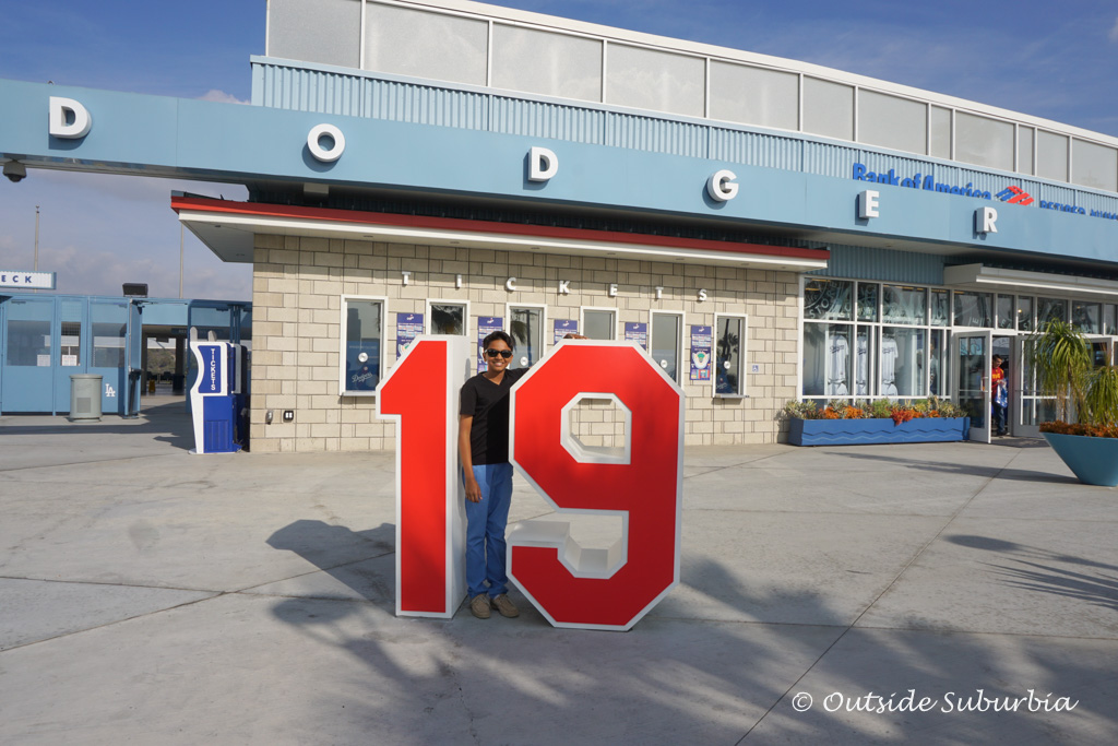 At the LA Dodgers Ballpark.  His Jersey number is 19 as well, so had to get that photo