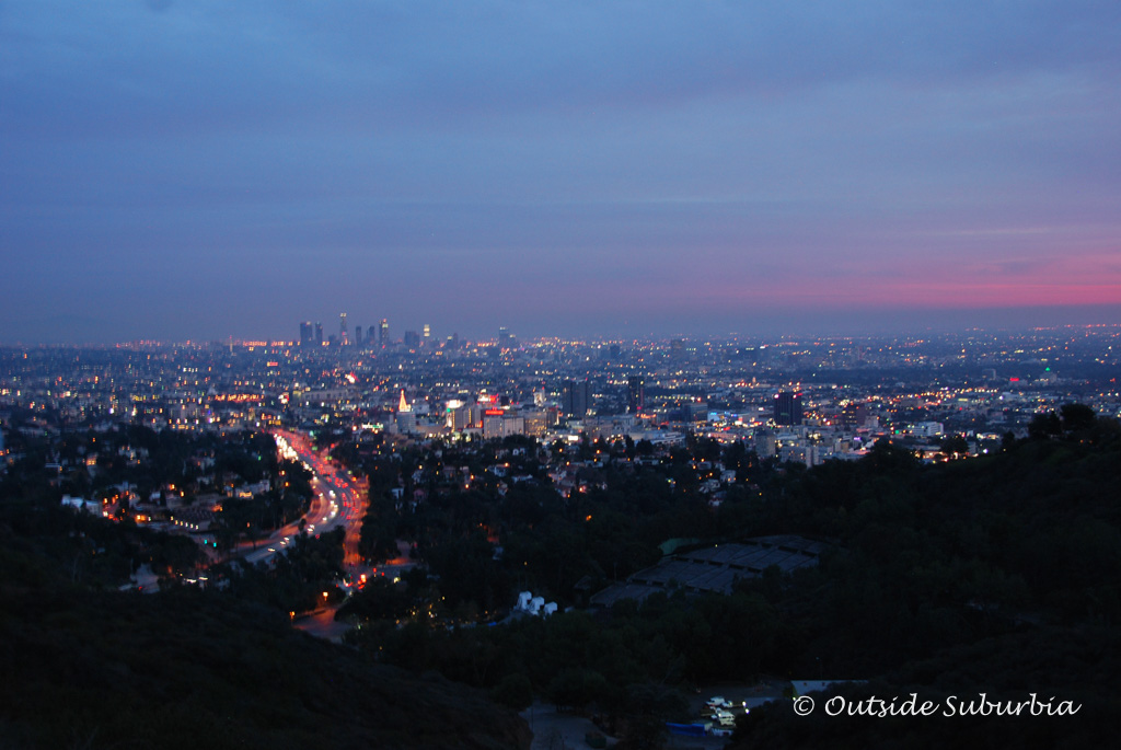 A Pink LA Sunset from the Hills near the Hollywood sign - Outside Suburbia