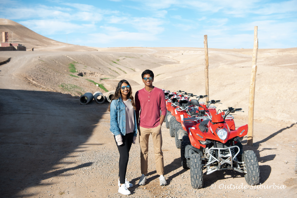 Riding ATVs on the Agafay Desert near Marrakech