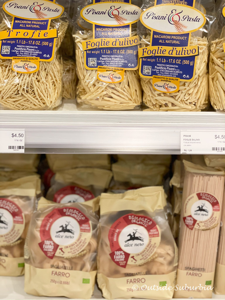 Fettuccine. Spaghetti. Linguine. Pappardelle. Cavatappi. Fusilli. Bucatini. Penne… you can buy so many shapes of both short and long pasta at Eataly | Outside Suburbia