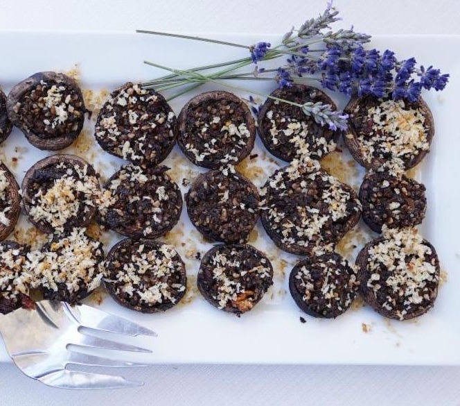 Recipe for Stuffed Baby Mushrooms with Lavender and Chevre