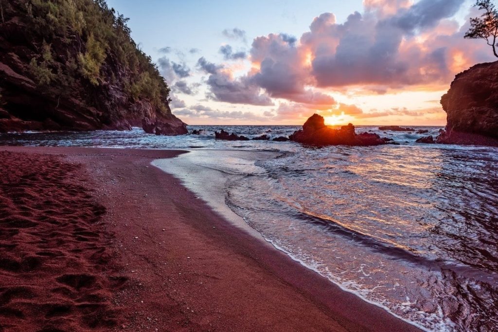 One of the few red sand beaches in the world