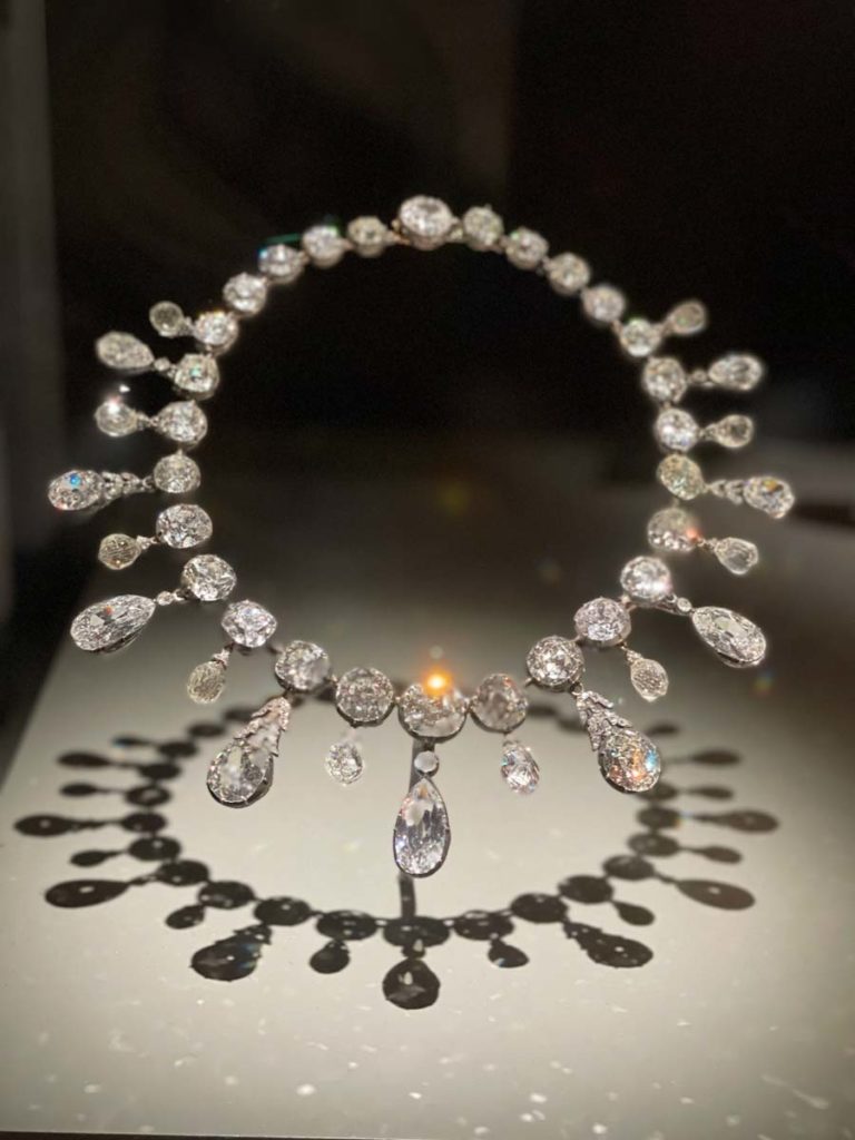 The necklace in the middle is the Napolean Diamond Necklace made with 172 diamonds that came from India and Brazil, set in silver and cut in an old world style. This was probably my favorite piece of jewelry at the Natural History Museum in DC
