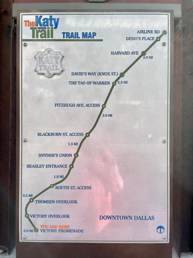 Dallas Katy Trail Map and Access points