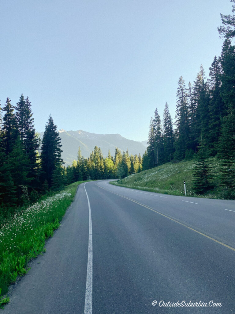 Scenic drive on Icefield Parkway in Canada