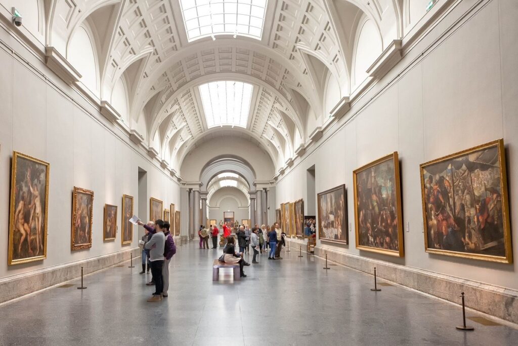 The Prado Museum displays around 2,300 pieces of artwork in more than 100 rooms, located on three floors.