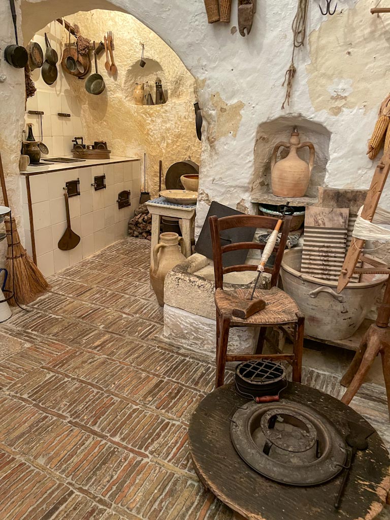 Interior of a cave house, Casa Grotto, Matera, Italy